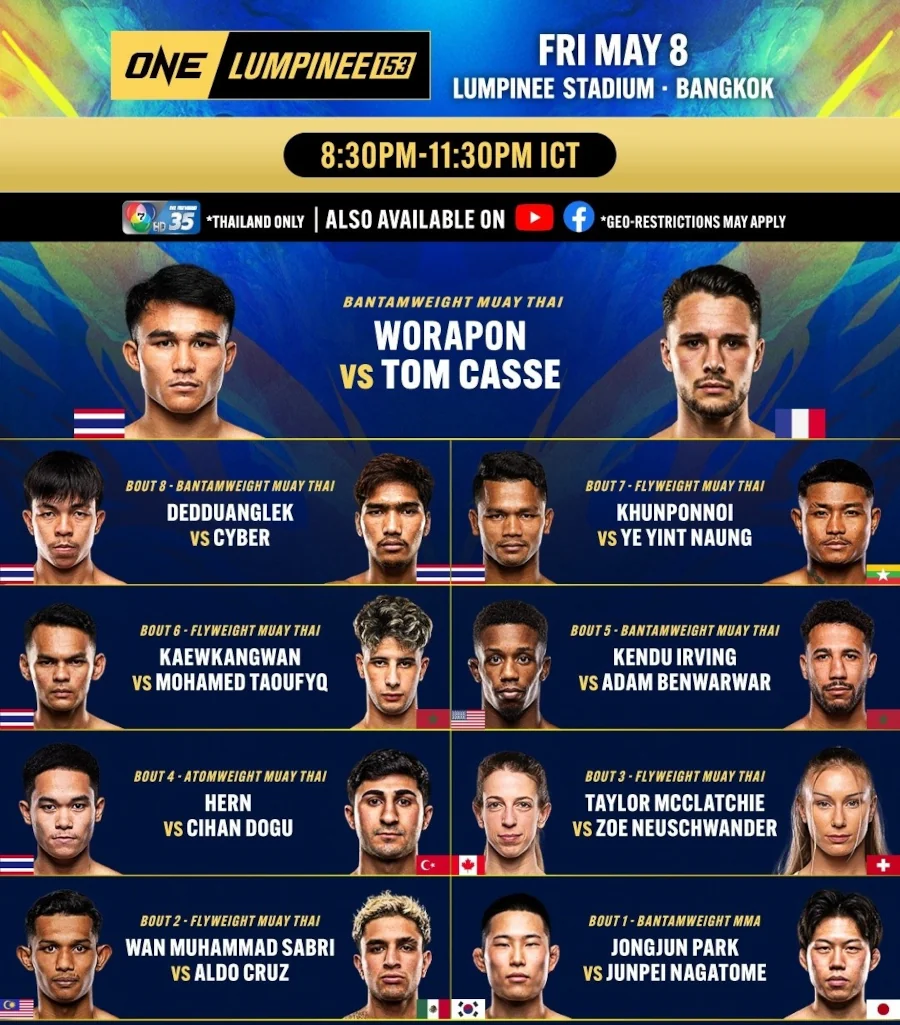 ONE Lumpinee Fight Card 8 May 2026