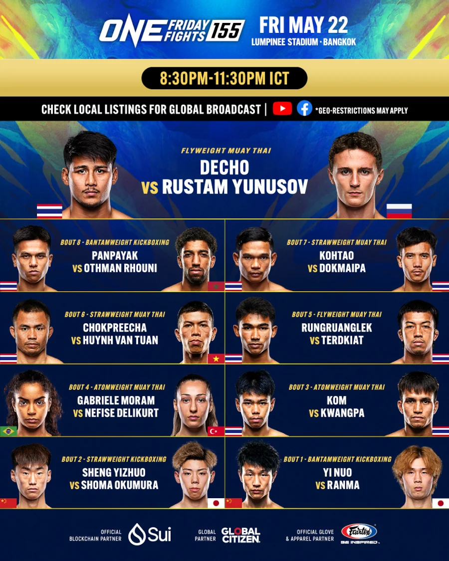 ONE Lumpinee Fight Card 22 May 2026