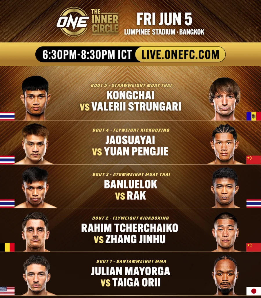 ONE Lumpinee The Inner Circle Fight Card 5 June 2026